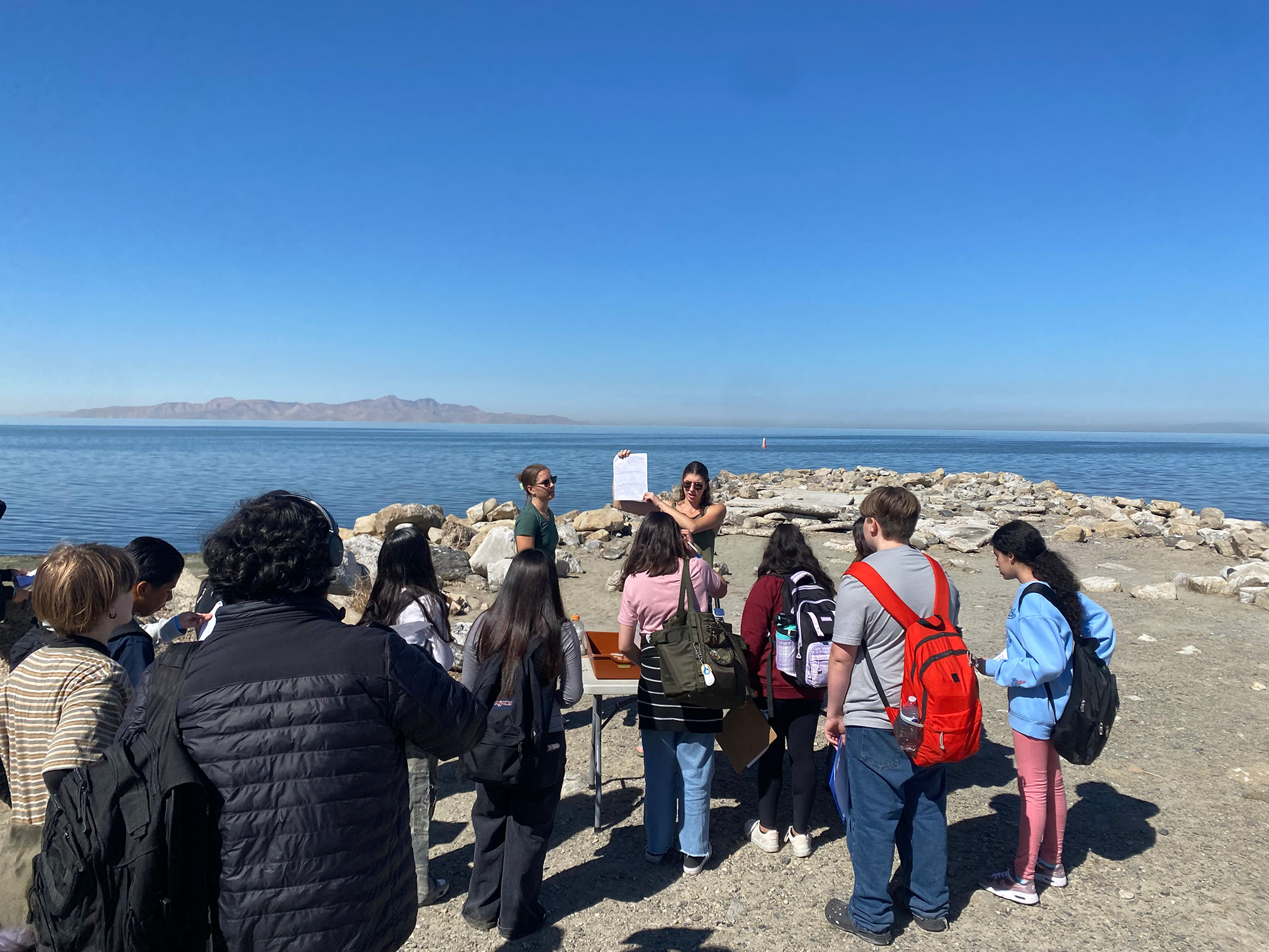 Kiri teaching at the salt flats